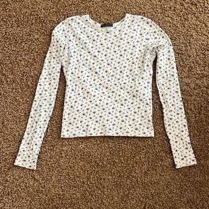 White and blue floral long sleeve